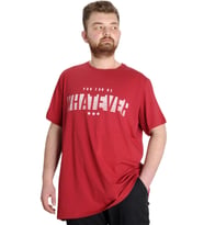 Mode XL Büyük Beden Erkek T-shirt WHATEVER 23148 Bordo