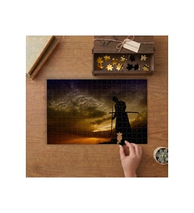 Gün Batımı ve Ninja Tasarımı 240 parça Ahşap Puzzle Ahşap Kutuda MP00925