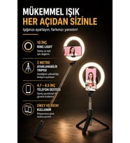 Coverzone 10 İnç Ring Light 2 Metre ENT Tripod Bluetooth 5.2 Kumandalı NP-L14
