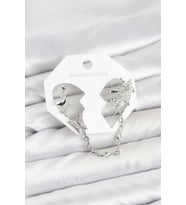Pirinç Gümüş Renk Kelebek Model Zincir Bağlantılı Ear Cuff Küpe Seti 5886 - SSSSSS2758-6496