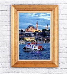 Altın Varaklı  Çerçeveli Paspartulu Tablo ndd1365 (Gold)