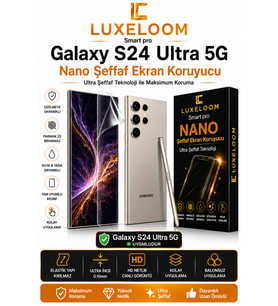 Luxeloom Samsung Galaxy S24 Ultra 5G Smart Pro Nano Şeffaf Ekran Koruyucu (0.15mm)