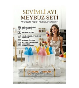 Sevimli Ayıcık Figürlü 8'li Dondurma Meybuz Kalıbı Seti - Sağlıklı Ev Yapımı Lezzetler 723093