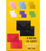 32 Adet Renkli Zarf - 9x7 cm - Kartvizit Zarfı - Hediye Zarfı - Paketleme Zarfı 1.Hamur  (Kahverengi)