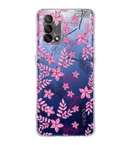 PrintiFy Oppo A74 Uyumlu Kamera Korumalı Floral Pembe Tasarımlı Şeffaf Silikon Kılıf