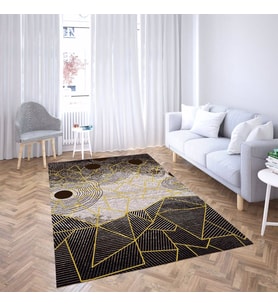 Örümcek Ağı Desenli Çerçeveli Dijital Baskı Yıkanabilir Kaymaz Taban Salon Halısı ve Yolluk (Kahverengi)
