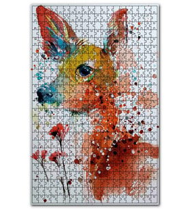 Cakapuzzle Sevimli Karaca Suluboya Çizim Puzzle Yapboz MDF (Ahşap) (120 Parça)