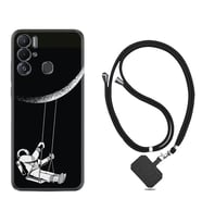 Tecno Pova Neo Kılıf Resimli Boyun Askılı İpli Desenli Silikon Series Astronot 519