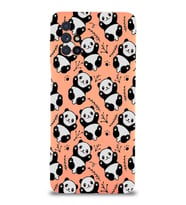 Samsung Galaxy M51 Uyumlu Lansman Kılıf Panda Tasarımlı İçi Kadife Kapak-Turuncu (Şeffaf)