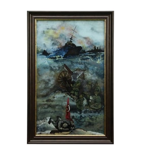 e38 EL İŞÇİLİĞİ  CAM BOYAMA TABLO 37x57 CM - 6330