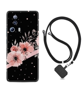 Xiaomi Mi 13 Lite Kılıf Resimli Boyun Askılı İpli Desenli Silikon Siyah Şerit Mermer 1298