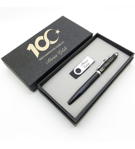 Yüzüncü Yıl (100. Yıl) Özel Set - Kalem + Usb Bellek Set - İsme Özel (Karışık)