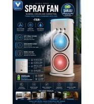 Çift Başlıklı Sprey Fan Nemlendirici Ve Renkli Led Işıklı Beyaz