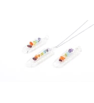 Hakiki Doğal Karışık Çakra Taşlı Kristal Kuvars Taşı Kolye Ucu 1.Kalite 002