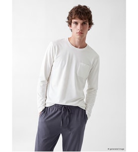 LCW ECO Ekru Regular Fit Erkek Pijama Takımı