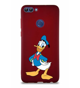 Huawei P Smart Soft Premier Kapak Donald Duck-C Tasarımlı Silikon Kılıf - Mürdüm (Şeffaf)