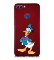 Huawei P Smart Soft Premier Kapak Donald Duck-C Tasarımlı Silikon Kılıf - Mürdüm (Şeffaf)