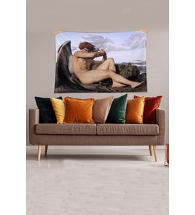 Beyaz Melek  Leke Tutmaz Kadife Kumaş Duvar Örtüsü Duvar Halısı Tapestry
