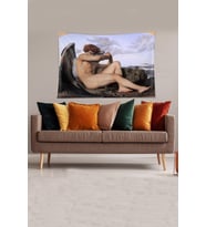 Beyaz Melek  Leke Tutmaz Kadife Kumaş Duvar Örtüsü Duvar Halısı Tapestry