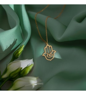 Kişiye Özel Hamsa Tasarım Kolye 925K Gümüş (Gold)