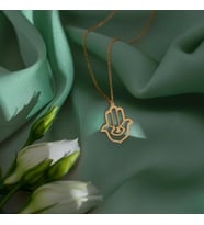Kişiye Özel Hamsa Tasarım Kolye 925K Gümüş (Gold)