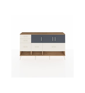 Arges Konsol 3 Raflı 5 Çekmeceli 3 Kapaklı 176x30x99 Çam-Antrasit/Aytaşı