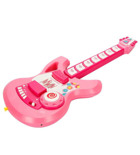 Pembe Elektronik Çocuk Gitarı – 61 cm Işıklı ve Sesli İnteraktif Müzik Seti