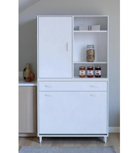 Eliusta Mira Dolap 6 Bölme Çok Fonksiyonlu Banyo Dolabı 95 cm Beyaz Sepetli Dolap 95x171x32,5 cm Organizer