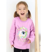 Breeze Kız Çocuk Uzun Kollu Tişört Unicorn Baskılı 1.5-5 Yaş, Lila