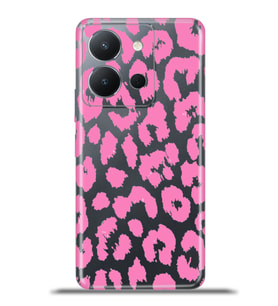 Vivo Y36 Kapak HD Renkli Dizayn Silikon Kılıf - Pembe Leopar
