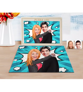 BK Gift Kişiye Özel Sevgililer Karikatürlü 1000 Parça Profesyonel Puzzle-88