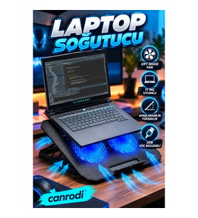 17 İnç Uyumlu USB Laptop Soğutucu – Çift Sessiz Fanlı Yükseltici Stand