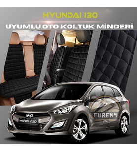 Hyundai İ30 Siyah Renk Tay Tüyü Cepli & Terletmez Sırtlı Oto Koltuk Minder Seti - Koltuk Koruma Kılıfı (ÖN & ARKA TAM SET)
