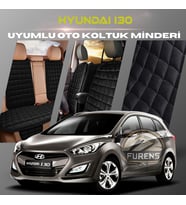 Hyundai İ30 Siyah Renk Tay Tüyü Cepli & Terletmez Sırtlı Oto Koltuk Minder Seti - Koltuk Koruma Kılıfı (ÖN & ARKA TAM SET)
