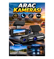 Full HD 1296P Ön ve Arka Kameralı Ekranlı Araç İçi Kamera 360° Döner İç Kamera Gece Görüşlü