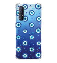 PrintiFy Oppo Reno 3 Pro Uyumlu Nazar Boncuğu 1 Baskılı Şeffaf Köşe Korumalı Antişok Kılıf