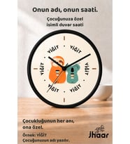 İsme Özel Koala ve Tembel Hayvan Çocuk Odası Duvar Saati Orta Boy 30 cm Siyah Camlı Sessiz