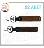 A. Kahve-K. Kahve, Motor Severe, İsim Plaka ve B (-) Kan Grubu Yazılı Anlamlı Hediye 2'li Anahtarlık