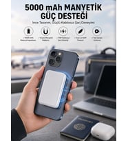 5000 Mah İos Uyumlu Magsafe Kablosuz Şarj Hızlı Şarj Desteği