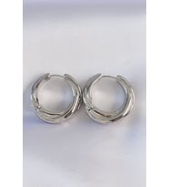 Pirinç Gümüş Renk Asimetrik Kıvrım Küpe 5886 - HPSBYI8411-6790