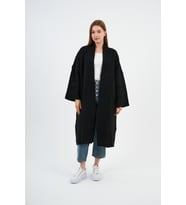 Kadın Oversize Uzun Triko Hırka (A91828-S) (Siyah)