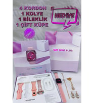 G21 Plus 4 Strap+Kolye+Bileklik+Küpe Hediyeli Akıllı Saat Woman Watch Gift Box