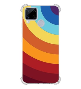 PrintiFy Realme C15 Uyumlu Kamera Korumalı Renk Cümbüşü A Tasarımlı Şeffaf Silikon Kılıf