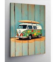 Kanvas Tablo Retro Çiçekli Karavan