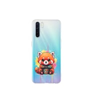 Oppo Reno 3 ile Uyumlu Splash Tilki Tasarımlı Şeffaf Silikon Kılıf
