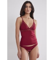 Kadın Dantelli Penye Atlet Külot / Kaşkorse Set - 367 Bordo