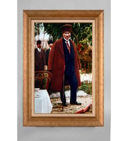 Altın Varaklı Paspartulu Çerçeveli Atatürk Tablo nt1161