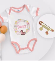 BK Kids Kişiye Özel İsimli Pembe Bebek Body Zıbın ve Kız Bebek İğnesi Hediye Seti-24