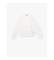 Koton V Yaka Fırfırlı Pamuklu Oversize Kırık Beyaz Kız Çocuk Gömlek 6WKG60079AW