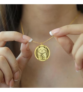 Kişiye Özel Çin Şans Kedisi Model Kolye 925K Gümüş (Gold)
